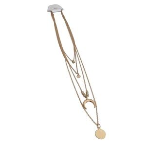 Dainty 4-Layered Gold-Tone Moon Charm Chain Necklace